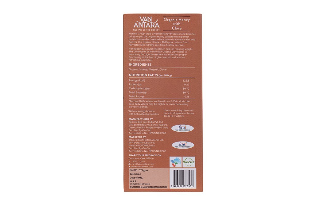 Vanantara Organic Honey with Clove    Box  375 grams